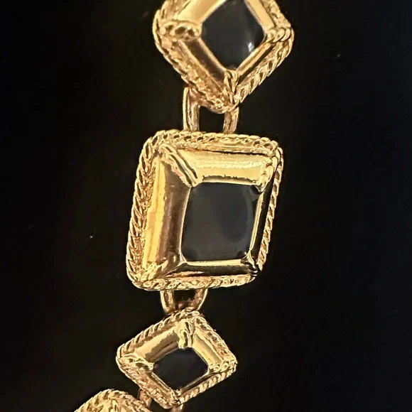 Anne Klein Gold and Black Square Necklace - Picture 2 of 4
